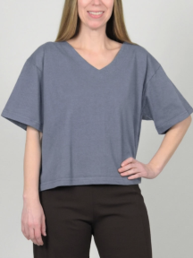 Crop V-Neck Shirt by PacifiCotton