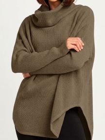 Pima Cotton Waffle Cowl Sweater by Planet by Lauren G