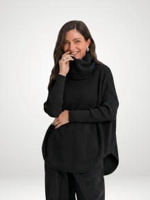 Pima Cotton Waffle Cowl Sweater by Planet by Lauren G