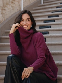 Pima Cotton Waffle Cowl Sweater by Planet by Lauren G