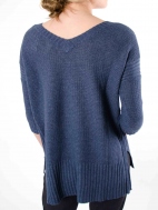 3/4 Sleeve Textured High/Low Pullover by Kinross Cashmere