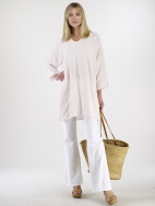 V-Neck 3/4 Sleeve Linen Gauze Tunic by Luna Luz