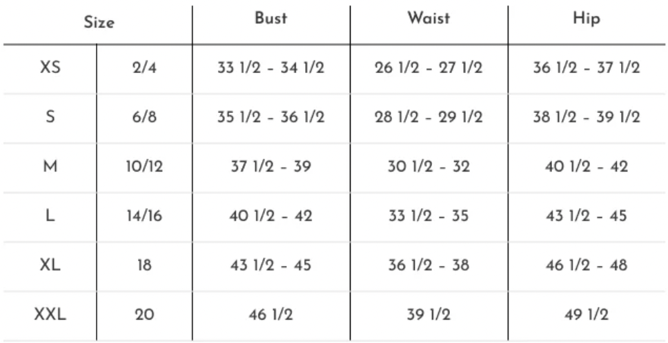 Size chart
