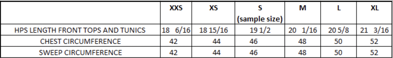 Size chart