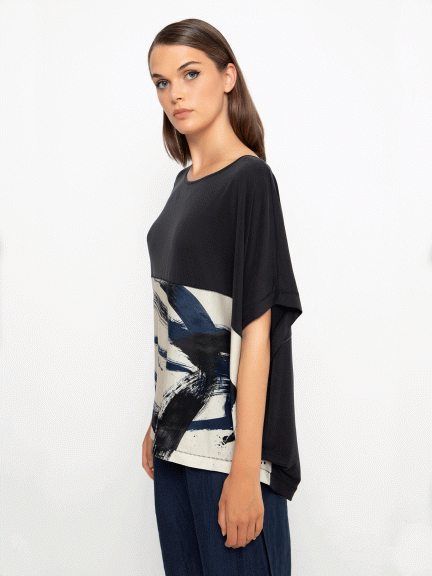 Blue Brush Stroke Top by Ozai N Ku