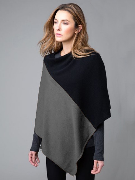 Colorblock Poncho by Kinross Cashmere at Hello Boutique