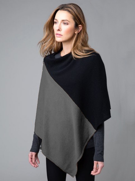 Colorblock Poncho by Kinross Cashmere