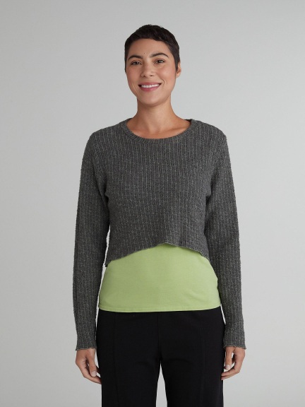 Curved Crop Sweater by Cut Loose