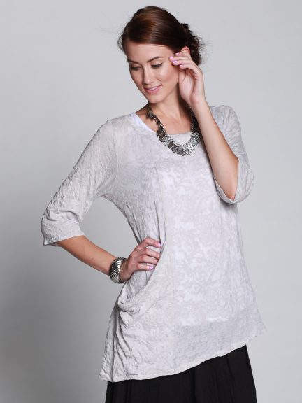 Ona Angled Side Pocket Top Burnout by Chalet et ceci