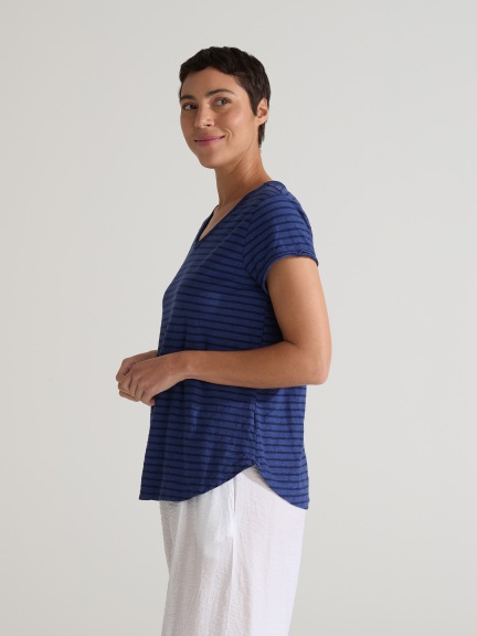 Raw Edge V-Neck Top by Cut Loose