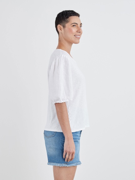 Short Sleeve Puff Sleeve Top by Cut Loose