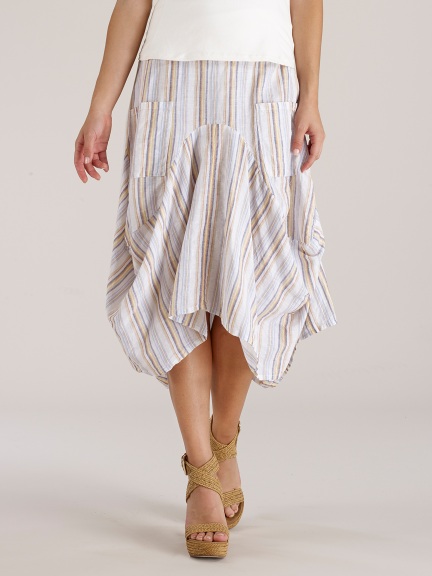 Stripe Linen Pocket Skirt by Luna Luz