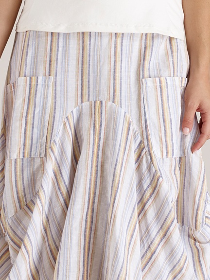 Stripe Linen Pocket Skirt by Luna Luz