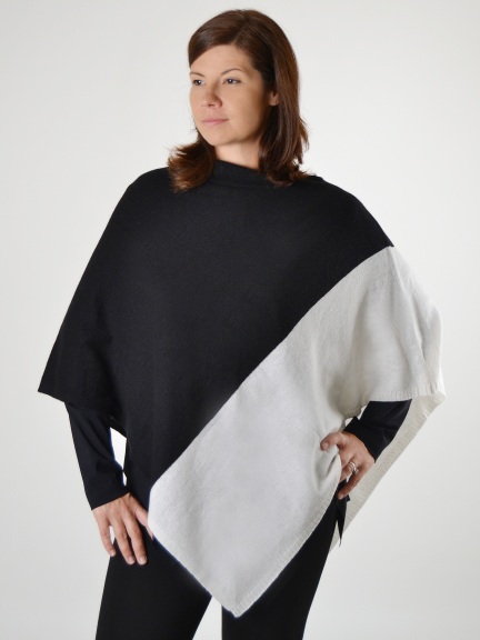 Two Tone Poncho by Kinross Cashmere