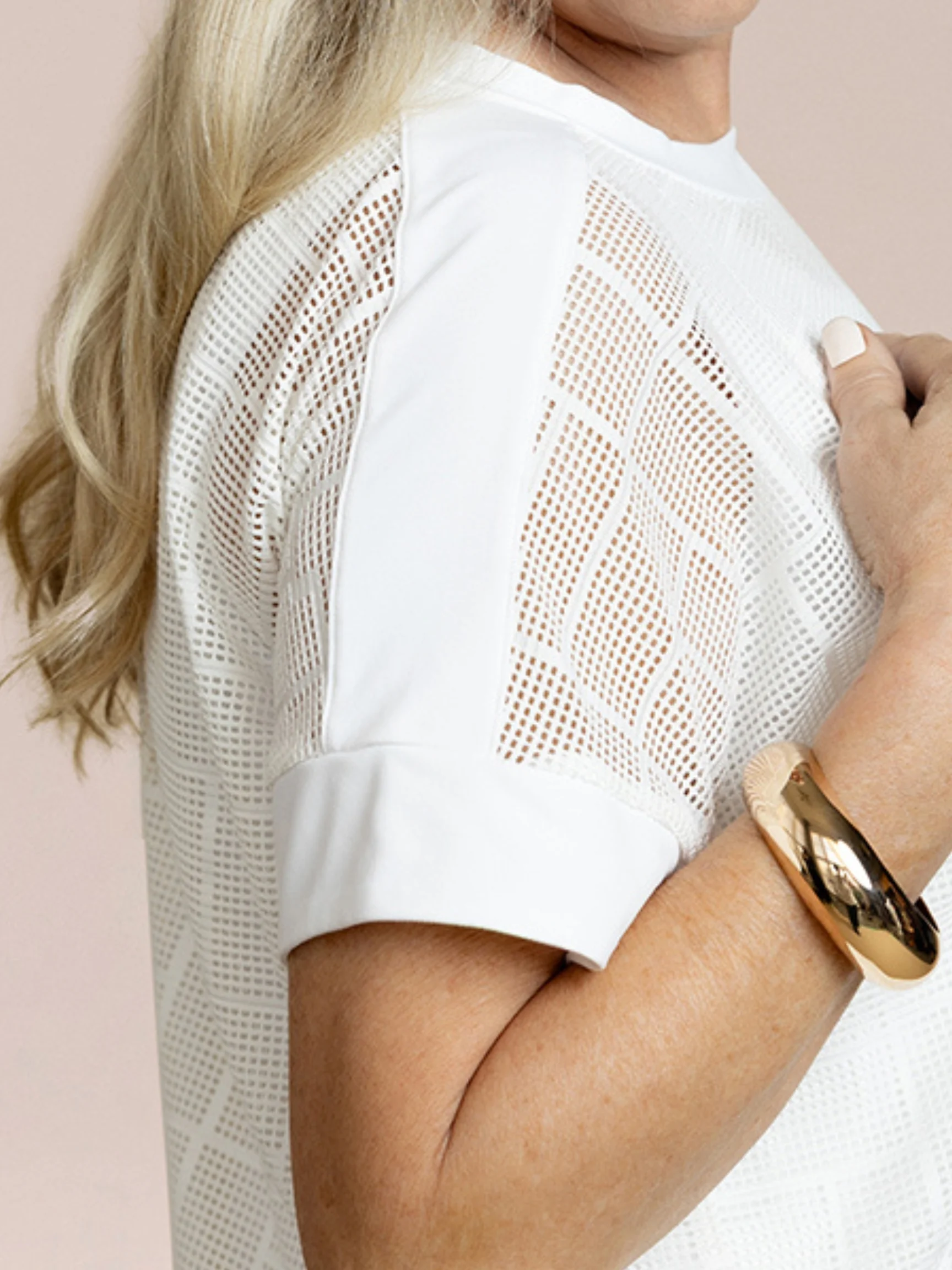 Honeycomb Mesh Boxy T in White