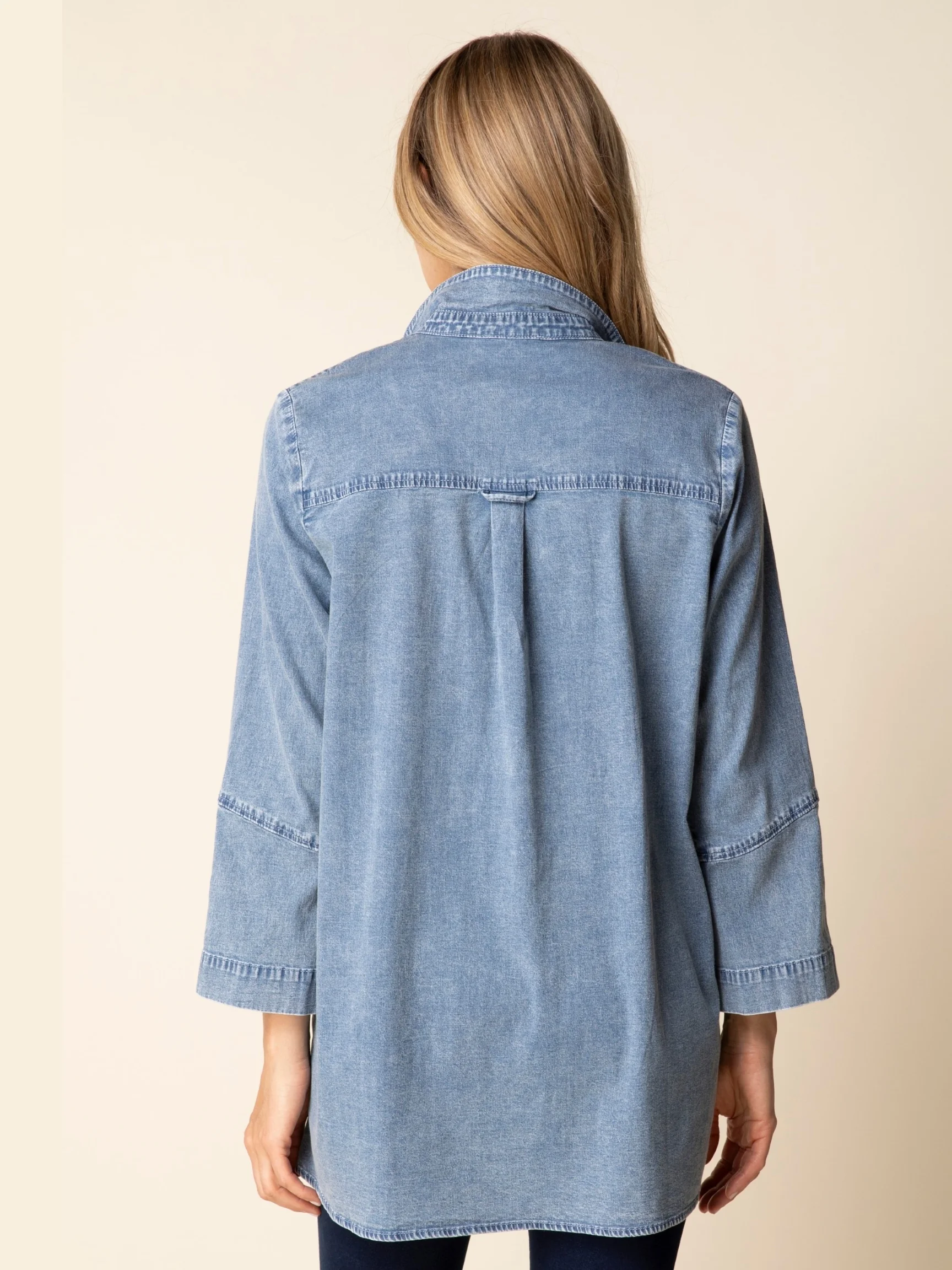 Side Button Tunic in Light Denim